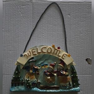 Vintage SCR Unique Metal Welcome Sign Made In China